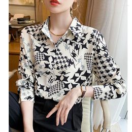 Women's Blouses Chic Shirts For Women Dressy Casual Long Sleeve Office Spring Top Y2k Streetwear Vintage Print Chemise Female Clothes