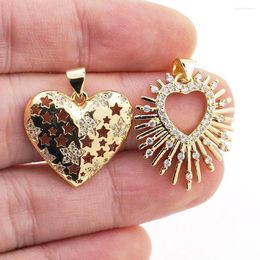 Pendant Necklaces Heart Shape CZ Zircon Star Hollow Gold Plated Necklace Jewelry Accessories Making Charms For Women And Girl