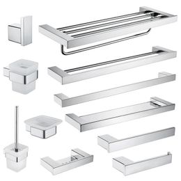Stainless Steel Bathroom Accessories Wall Shelf Towel Bar Rack Rail Toilet Brush Roll Paper Holder Soap Dish Bathroom Hardware 240123