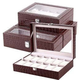 61012 Grids Watch Organizer Box Watch Storage Case PU Leather Display Multi-Purpose Storage Box for Watch and Jewelry 240123