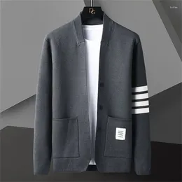 Men's Sweaters 2024 Knitted Cardigan Pocket Striped Sweater Autumn And Winter High End Luxury Quality Simple Casual Wear