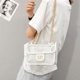 Designer- Transparent Jelly bag 2020 Fashion New High Quality PVC Women's Handbag Sweet Girl Tote Chain Shoulder Messenger Ba240g