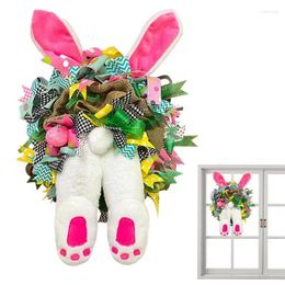 Decorative Flowers BuWreath Plush Front Door Wreath With Ribbon Farmhouse Rustic Spring Window Hanger Easter Decorations