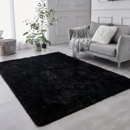 Carpet 8 x 10 Feet Shag Area Rugs Ultra Soft Indoor Modern Nursery Rug Black Plush Shaggy Throw Carpets for Boy and Girls Room 240125