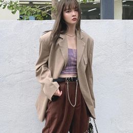 Women's Suits Autumn Vintage Casual Short Solid Blazer Suit Coat Commuting British Style Loose Fitting Collar Blazers For Women