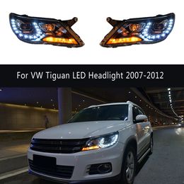 For VW Tiguan LED Headlight Assembly 07-12 DRL Daytime Running Light Dynamic Streamer Turn Signal Indicator High Beam Car Accessories