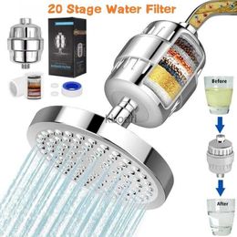 Bathroom Shower Heads 20 Stage Shower Hard Water Purification Filter Showerhead Activated Carbon Water Purifier Chlorine Removal Reduce Dry Itchy Skin YQ240126