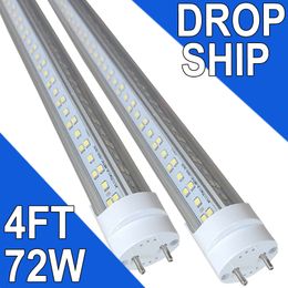 4FT 72W T8 LED Tube Light White Daylight 6500k 4' LED Bulbs Garage Warehouse Shop Light Ballast Bypass G13 Base AC100-277V Clear Cover Barn usastock