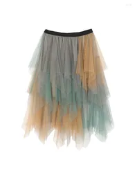 Skirts Edhomenn Women S Tiered Layered Mesh Tulle Skirt Ballet Tutu Y2K A-line Midi