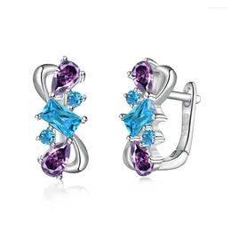 Stud Earrings Fashion And Luxury 925 Sterling Silver Female With Geometric Symmetry Zircon Inlaid Design