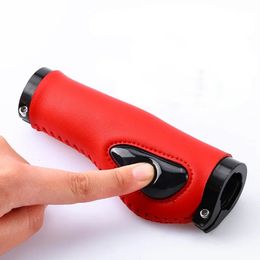 1 Pair Bicycle Handlebar Grips PU Leather MTB Road Antiskid Shockabsorbing Gripes Gel Hand Brake Hands 240118