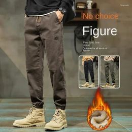 Men's Pants Add Fleece And Thick Bunched Feet Overalls Long Men 2024 Autumn Winter Loose All Fashion Casual