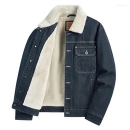 Men's Jackets Velvet Winter Casual Mens Jacket With Windproof And Warm Denim Fabric Micro Elastic Lapel For Men