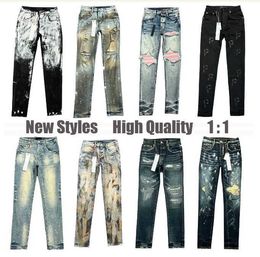 Herren-Jeans, lila, Designer-Motorrad-Stil, cool, alles, modisch, schwarze Hose, hochwertige Qualität, gerades Bein, lässig, Sport, Joggen