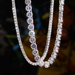Sier Vermeil Necklace S 3Mm 5Mm Gold Plated Tennis Chain Hip Hop Jewellery For Men Women Rapper