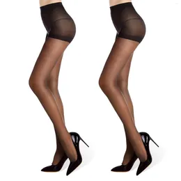 Women Socks 2 Pack Women's Sheer High Waist Tights 20D With Support And Reinforced Toes Pantyhose