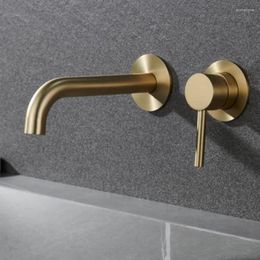 Bathroom Sink Faucets Stainless Steel Faucet Mixer Tap Wash Basin Matte Black Gold And Cold Water Wall Mount Spout Bath With Handle