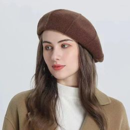 Berets Cashmere Beret Spring And Autumn Women's Warm Head Circle British Style Painter Octagonal Knit Hat Bud