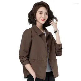 Women's Jackets Spring Autumn Coat Female Middle Aged And Elderly Casual Jacket Tops Loose Thin Polo Lead Shirt Outerwear