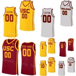 University Basketball 22 Arrinten Page Jerseys USC Trojans College 1 Isaiah Collier 5 Boogie Ellis 0 Johnson Joshua Morgan Oziyah Sellers DJ Rodman Red White Yellow