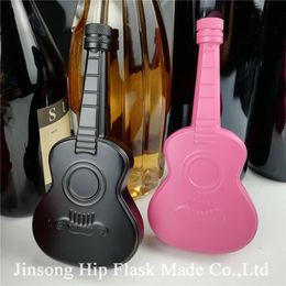 4oz Stainless steel Guitar hip flask black pink Sliver Colour can be mixed logo engraved289J