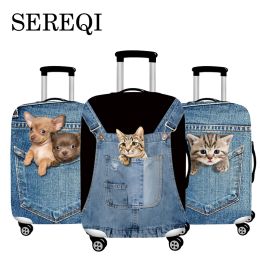 Accessories SEREQI Cat Dog Travel Luggage Cover For 1832Inch Suitcase Travel Bag Protection Case Luggage Bag Dust Cover Travel Accessories