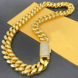 Bracciale cubano versatile in acciaio inossidabile lucido di lusso placcato oro nuovo di fabbrica