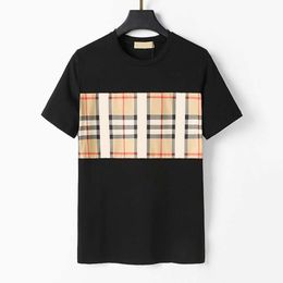 2024 New Designer Men T-shirt Black Beige Plaid Stripes Brand Classic Letters 100% Cotton Breathable Wrinkle Resistant Women Street 3XL FZ0037