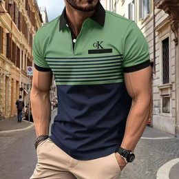 Business Leisure Summer Men's Polo Shirt Short Sleeve Top Pattern Printed Button TShirt Fashion Polo Shirt Clothing 2023 240119