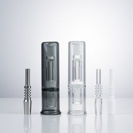 CSYC NC014 Smoking kit Dab Straw Pro Vertical Vaporizer Mouthpiece Stem Glass Bubbler with 14mm Titanium Quartz Nail for water pipe Oil Rigs Glass Bong