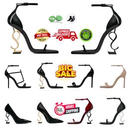 High Heels Saint T Luxurvss مصمم أحذية الكعب براءات اختراع جلدية ذهبية ثلاثية ثلاثية أسود عارية حمراء المرأة