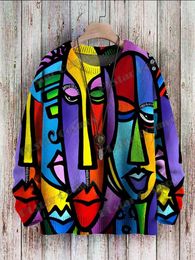 Men's Sweaters Abstract Art Girl Multicolor Pattern 3D Printed Crewneck Knitted Pullover Winter Unisex Casual Knit Sweater ZZM47