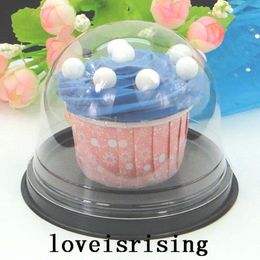 100pcs50sets Clear Plastic Cupcake Box Favour Boxes Container Cupcake Cake Dome Gift Boxes Cake Box Wedding Favours Boxes Supplies333B