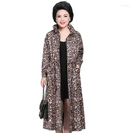 Women's Trench Coats 2024 A-neck Spring And Autumn Windbreaker Temperament Loose Long Ladies Leopard Coat Slim Female Tide