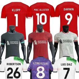 KLOPP SZOBOSZLAI Soccer Jerseys 23 24 ALLISTER Top Thai Quality Home Red Away Purple Football Kit Shirts 3XL 4XL Fan Player Version Men Kids Uniform