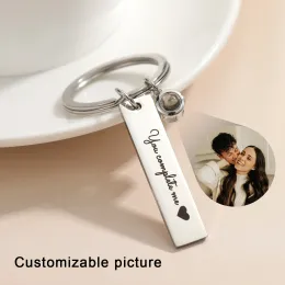 Chains Personalised Signature Keychain Custom Photo Projection Keyring Customised Real Handwriting Pet Memorial Valentine's Day Present