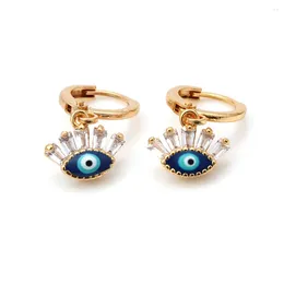 Stud Earrings Eye Shiny Zircon Earring Gold Colour Bohemian For Women Female Turkish Jewellery