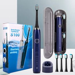 Electric Sonic Toothbrush Wireless Charging 8 Brush Heads Smart Ultrasonic Dental Teeth Whitening Rechargeable Adult Tooth Brush With Travel Box