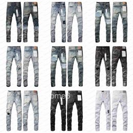 Designer Jeans for Mens Pants Trends Distressed Black Ripped Biker Slim Fit Motorcycle Mans Stacked Men Baggy Hole GRE1