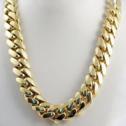 14k Yellow Gold Plated Men's Heavy Miami Cuban Chain Necklace 24 14mm278W