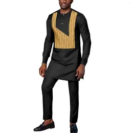 Ethnic Clothing SEA&ALP African Men's Suit 2 Piece Dashiki Jacquard Shrit And Pants Outfits Traditional Attire Wedding Clothes