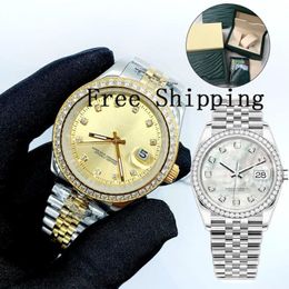 Diamonds Watch 41 36mm Mens Automatic 31mm 28mm Woman Quartz Watches With Box Sapphire waterproof wristwatches Full stainless stee227d