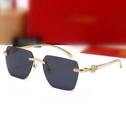 New fashion sunglasses Carter Luxury rimless metal sunglasses Outdoor beach UV protection sunshade mirror