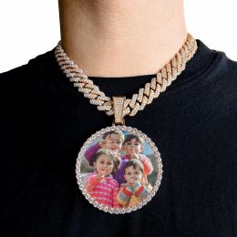 Necklaces Custom Made Big Photo Medallions 18k Gold Necklace Pendant Iced Out Cuban Men Hip Hop Picture Jewellery Gift Can Free Custom Logo