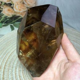 Decorative Figurines Natural Crystal Rainbow Smokey With Citrine Freeform Healing Energy Reiki Mineral Ornament Gift Home Decoration