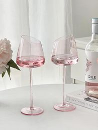 500ml Large Capacity Pink Red Wine Glass HighValue Home Crystal Champagne Cup Oblique Mouth Goblet 240127