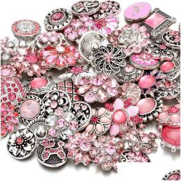 Clasps & Hooks Noosa Pink Ginger Snap Button Clasps Jewelry Findings Crystal Chunks Charms 18Mm Metal Snaps Buttons Factory Supplier D Dhcgv