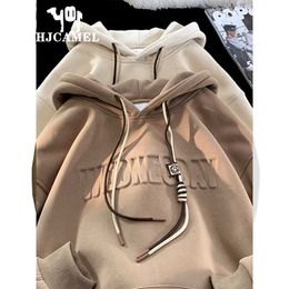 Camel Hjcamel Plush Hoodie for Autumn and Winter Trendy Brand Hooded Thickened Cityboy Jacket