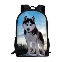 Carrier Niedlicher Husky-Hund mit 3D-Druck, Kinderrucksack für Jungen und Mädchen, Rucksack, Grundschüler, Büchertaschen, Schulranzen, Rucksack, Kinderrucksack