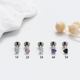 Stud Earrings 1Piece 1.2 6/8/10mm Bar Stainless Steel For Women 2024 Lip Flat Piercing 3mm Heart Zircon